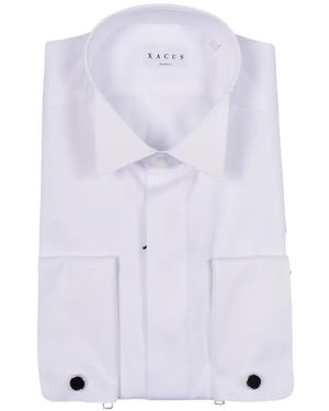 Xacus Cufflink-Detail Button-Down Cotton Shirt - White