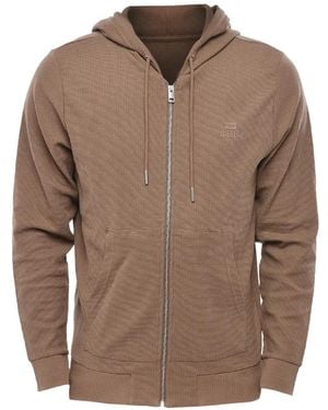 DIESEL Waffle-Knit Zip-Up Hoodie - Brown