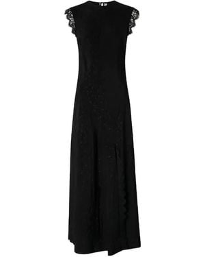 Pinko Lace-Trim Jacquard-Pattern Midi Dress - Black