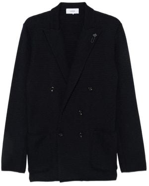 Lardini Double-Breasted Knit Blazer - Black