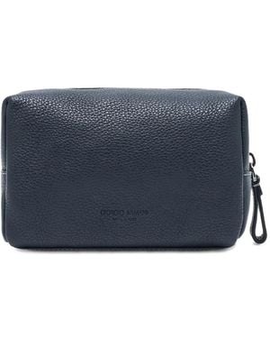 Giorgio Armani レザー トラベルポーチ - ブルー