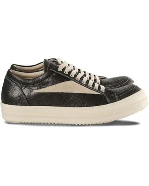 Rick Owens Metallic-Panel Lace-Up Trainers - Black