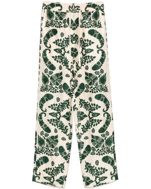 Sandro Floral-Print Trousers - Green