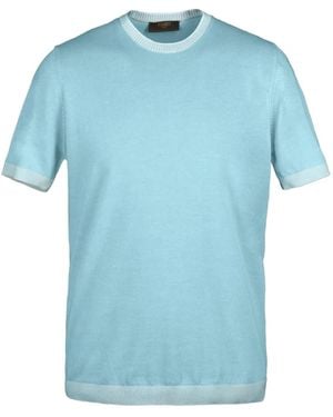 Moorer Kurzärmeliger Jude-Sic Pullover - Blau