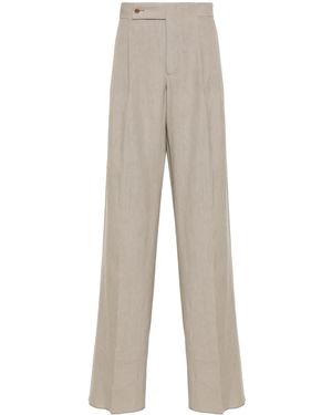 Giorgio Armani Linen Straight-Leg Trousers - Natural