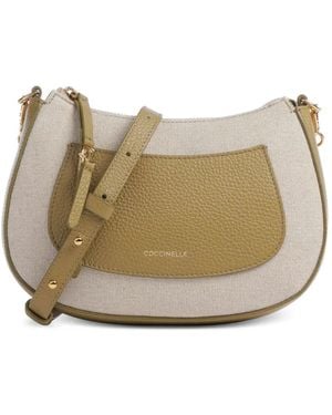 Coccinelle Bolso De Hombro De Lona Con Ribete De Piel - Neutro