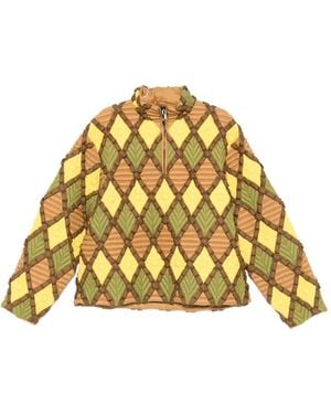RAXXY Diamond-pattern Bomber Jacket - イエロー