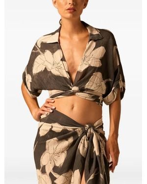 JBQ Floral Tie Top - Black