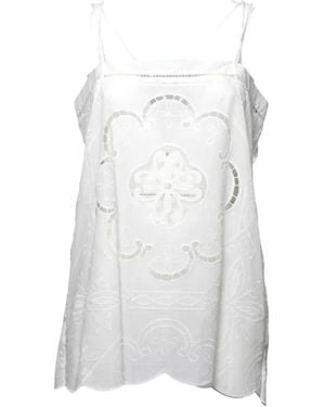 FRONT STREET 8 Floral-Embroidered Sleeveless Top - White