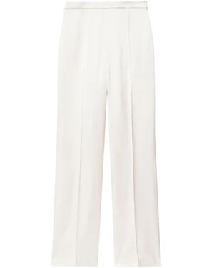Another Tomorrow Pintuck Straight-Leg Viscose Trousers - White