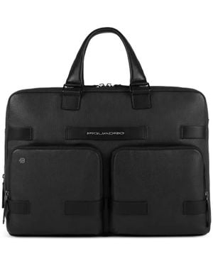 Piquadro Pegasus Leather Laptop Bag - Black