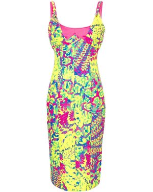 Versace Jeans Couture Midi-Jurk Met Dierenprint - Wit