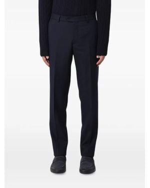 Fay Virgin Wool Tailored Trousers - Blue
