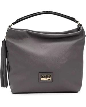 Pompei Donatella Sac Porté Épaule En Cuir À Sangles - Black