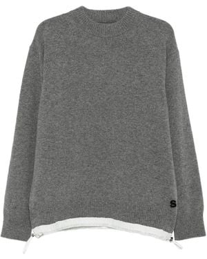 Sacai Pullover Mit Logo-Patch - Grau