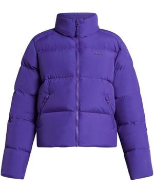 Lacoste Taffeta Collapsible Puffer Jacket with Logo - Purple