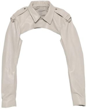 Rick Owens Microbiker Leather Jacket - White