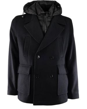 Heskimo Double-Breasted Hooded Coat - Black