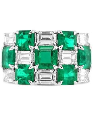 HYT Jewelry Emerald And Diamond Ring - Green