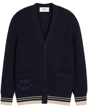 Ami Paris Cárdigan de canalé - Azul