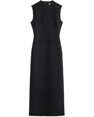 Maison Margiela Mock-Neck Virgin Wool Maxi Dress - Black