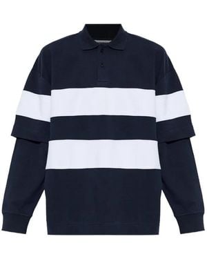 DARKPARK Zack Striped Layered-Sleeve Polo Shirt - Blue