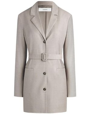 12 STOREEZ Belted Wool Blazer - Grey