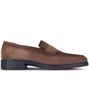 Santoni Suede Loafers - Brown
