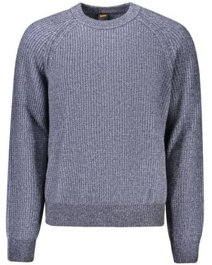 BOSS Ribbed-Knit Raglan-Sleeve Sweater - Blue
