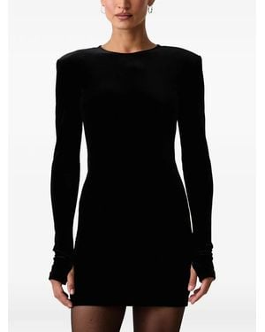 ARMANI EXCHANGE Padded-Shoulder Velvet Mini Dress - Black