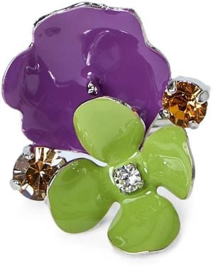 Marni Anillo Con Motivo Floral Y Piedra - Morado