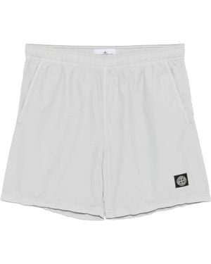 Stone Island Pantalones cortos con efecto cepillado - Blanco
