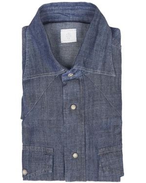Eleventy Pocket Buttoned Shirt - Blue