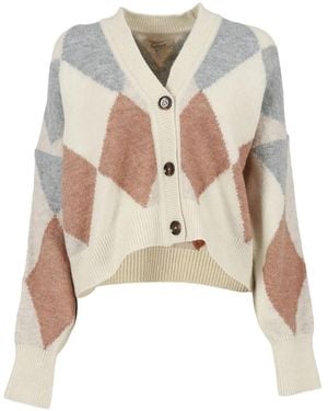 Barbour Diamond-Pattern Wool-Blend Cardigan - White