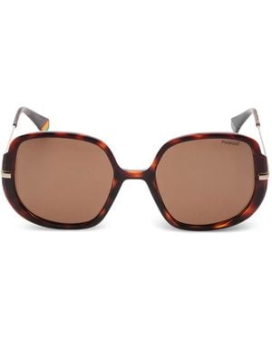 Polaroid Tortoiseshell-Effect Square-Frame Sunglasses - Brown
