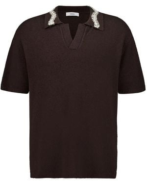 Commas Crochet Polo Shirt - Black