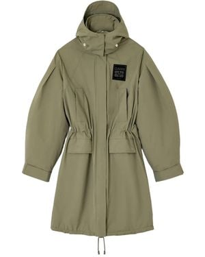 Ganni Ripstop Parka Coat - Green