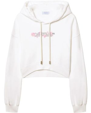 Off-White c/o Virgil Abloh Felpa Bookish Roses Con Cappuccio - Bianco
