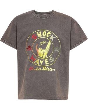 Who Decides War Embroidered-Shock-Waves T-Shirt - Grey