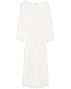 Antonino Valenti Nocciola Wavy-Knit Long-Sleeve Midi Dress - White