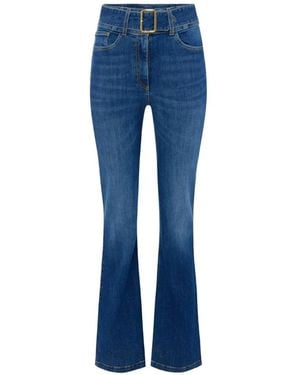 Elisabetta Franchi Boot-Cut Jeans With Belt - Blue