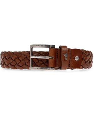 Ami Paris Braided Paris Paris Cow Leather Belt 30Mm - Brown