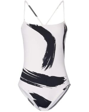 Loulou de Saison Criss-Crossing Straps Printed Swimsuit - White