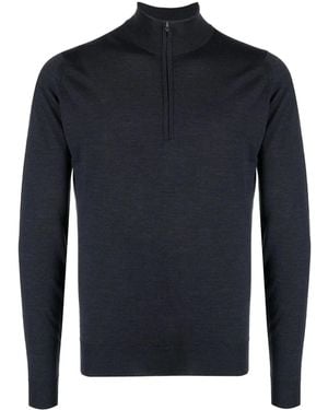 John Smedley Pull Barrow Zippé - Bleu