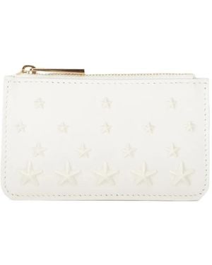 Jimmy Choo Star-Embellished Zip-Around Purse - White