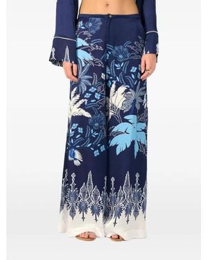 Poupette Clea Floral-Print Trousers - Blue