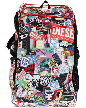 DIESEL Logo-Patch Drawstring Backpack - White