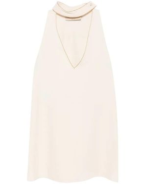 Valentino Garavani Metallic-Trim V-Neck Top - White