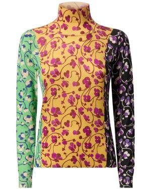 La DoubleJ Floral Turtle-Neck Blouse - Yellow