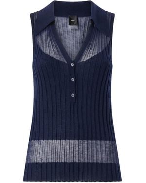 Pinko Ribbed Polo Vest Top - Blue